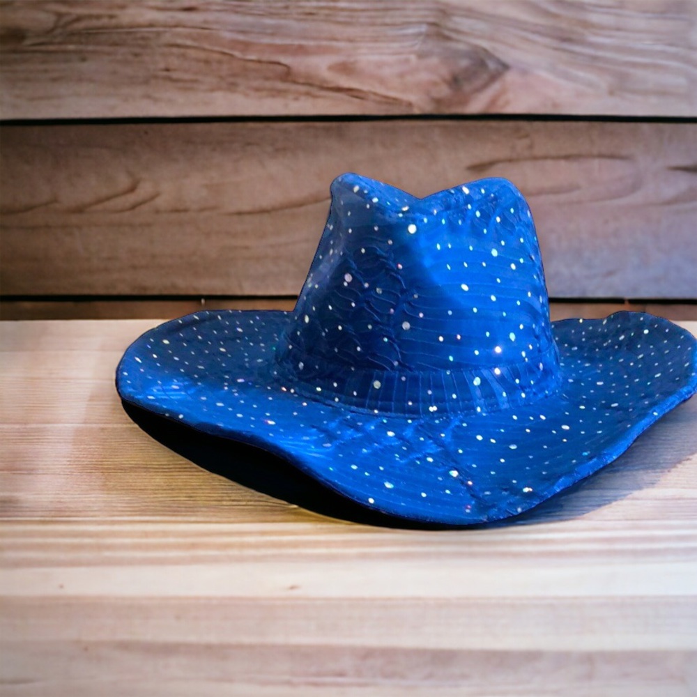 Cowgirl, Western Hat, Sparkly Blue, Sequin Cowboy Hat